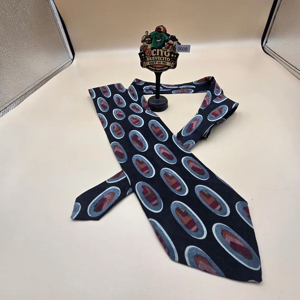 Robert Talbott Studio Frank Stella Ltd Mens Silk Tie Black Geometric Oval USA